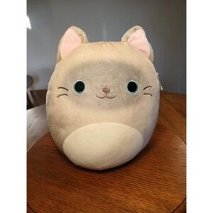 Squishmallows Kellytoy Felton Siamese Cat Grey Tan Plush Official 2002 NWOT